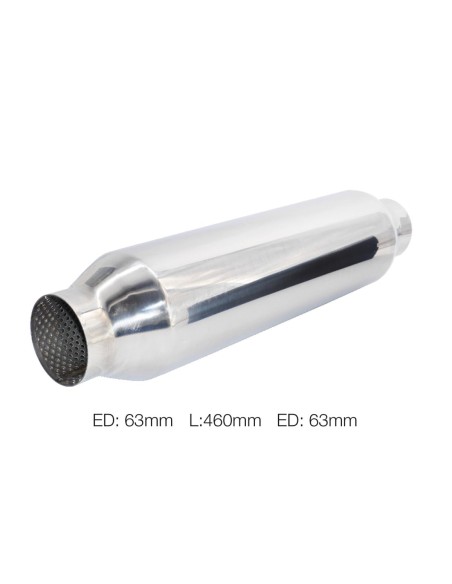 Silenziatore universale inox lucido uscita rotonda 60mm ESR3 460mm