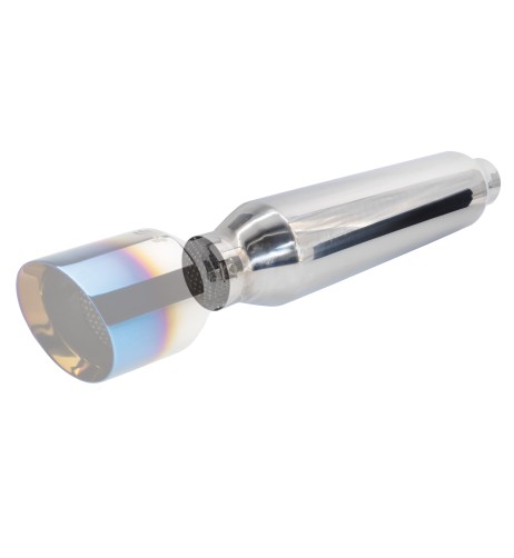 Silenziatore universale inox lucido uscita rotonda 60mm ESR3 460mm