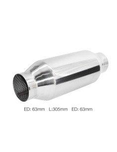 Silenziatore universale inox lucido uscita rotonda 61mm ESR2 305mm