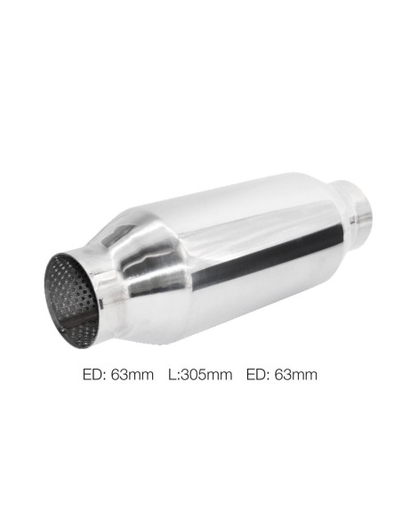 Silenziatore universale inox lucido uscita rotonda 61mm ESR2 305mm