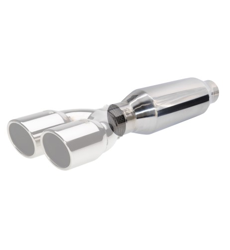 Silenziatore universale inox lucido uscita rotonda 61mm ESR2 305mm