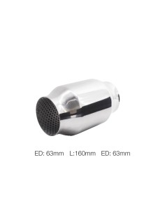 Silenziatore universale inox lucido uscita rotonda 61mm ESR4 160mm