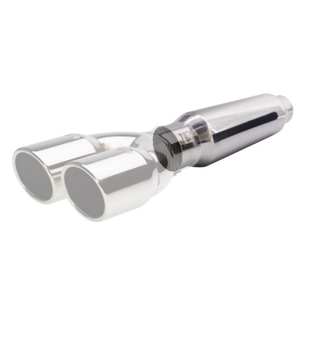 Silenziatore universale inox lucido uscita rotonda 61mm ESR8 305mm