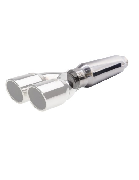 Silenziatore universale inox lucido uscita rotonda 61mm ESR8 305mm