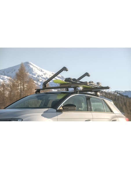 Portasci e Snowboard PS 60 Scorrevole in alluminio nero per barre 6 sci o 4