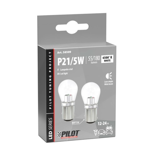 Kit 2 lampadine Mega Led Cree 9 32V BAY15d 1 LED 6500K