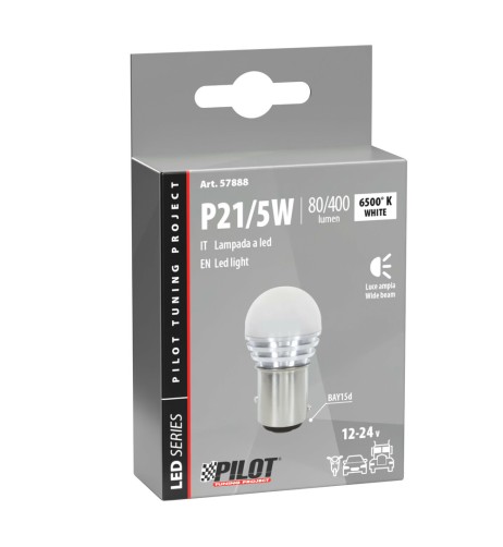 Lampadina auto BAY15d PY21 5W 1 mega Led COB 10 30V Bianco