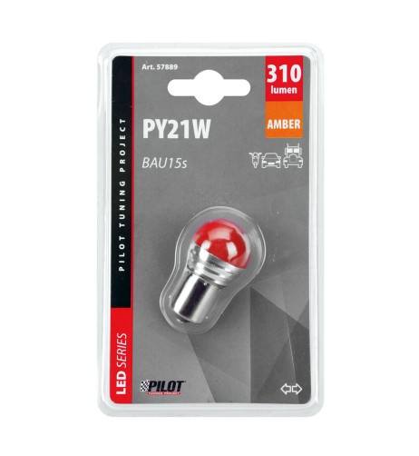 Lampadina auto BAU15s PY21W 1 mega Led COB 10 30V Arancio