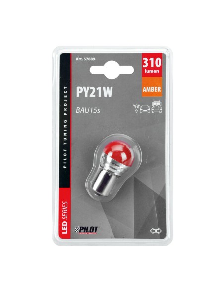 Lampadina auto BAU15s PY21W 1 mega Led COB 10 30V Arancio