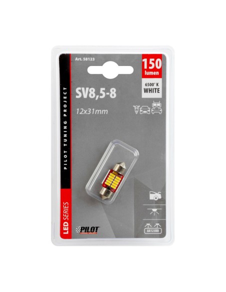 Lampadina auto Mega Led bianco 10 30V Siluro 12x31mm SV8 5 8