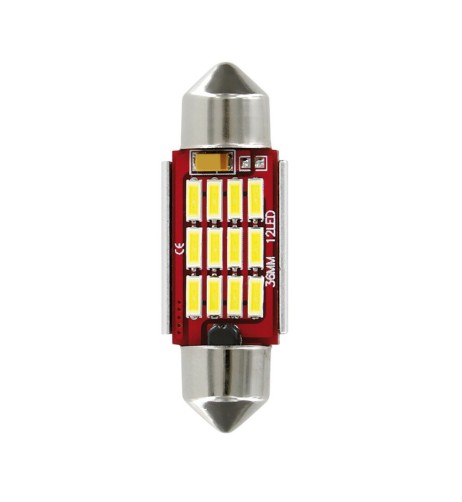Lampadina auto Mega Led bianco 10 30V Siluro 12x36mm SV8 5 8