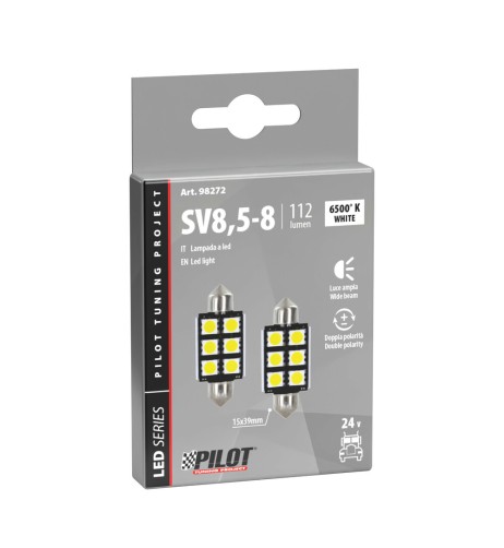 Lampadine camion 6 LED 24V attacco SV8 5 8 15x39 mm