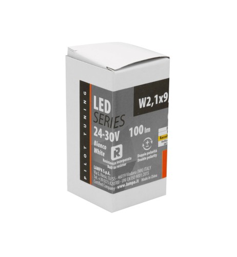 Coppia lampadine camion T10 W2 1x9 5d 6 Led SMD 24V con resistenza Bianco