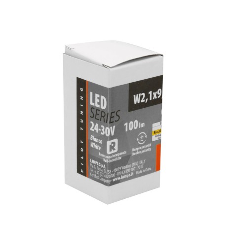 Coppia lampadine camion T10 W2 1x9 5d 6 Led SMD 24V con resistenza Bianco