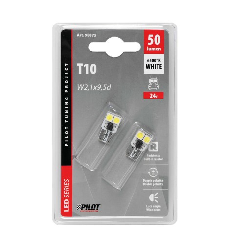 Coppia lampadine Hyper Led 24V T10 W2 1x9 5d 4 LED bianche