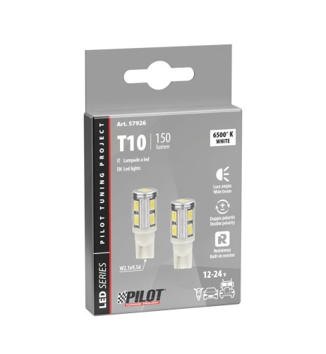 Coppia lampadine Mega Led 10 T10 W2 1x9 5d 10 30V doppia polarita