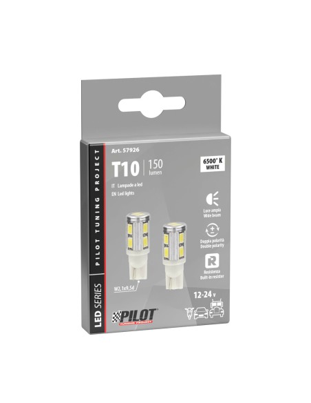Coppia lampadine Mega Led 10 T10 W2 1x9 5d 10 30V doppia polarita 