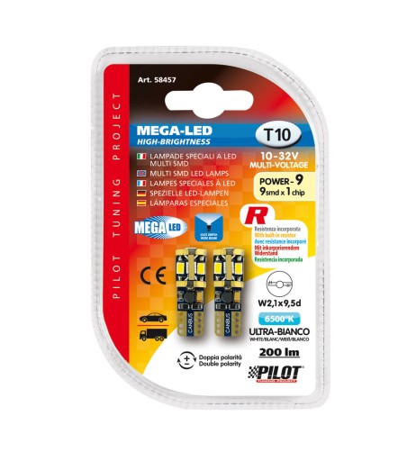 Lampadine auto Mega Led bianco 10 32V attacco T10 con resistenza