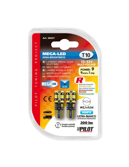 Lampadine auto Mega Led bianco 10 32V attacco T10 con resistenza