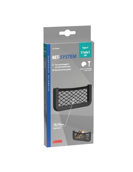 Tasca a rete elasticizzata multiuso Doppio fissaggio 17x8cm