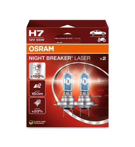 Coppia lampade alogene H7 12V 55W Osram Night Breaker Laser Next Generation