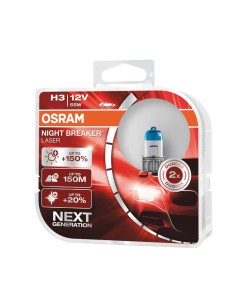 Coppia lampade alogene H3 12V 55W Osram Night Breaker Laser Next Generation