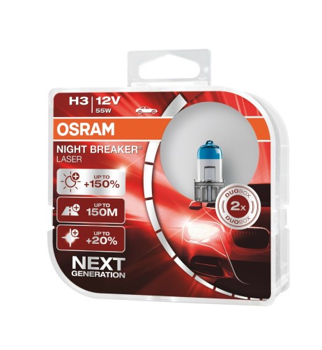 Coppia lampade alogene H3 12V 55W Osram Night Breaker Laser Next Generation