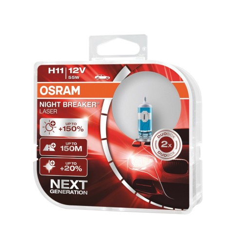 Coppia lampade alogene H11 12V 55W Osram Night Breaker Laser Next Generatio