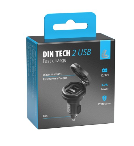 Caricabatteria Din 2 porte Usb Fast Charge 2700 mA 12 32V