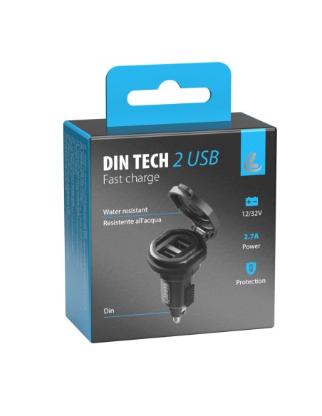 Caricabatteria Din 2 porte Usb Fast Charge 2700 mA 12 32V