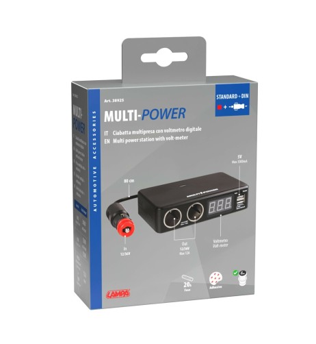 Multi Power 2 prese accendisigari 2 USB e voltmetro 12 24 36V