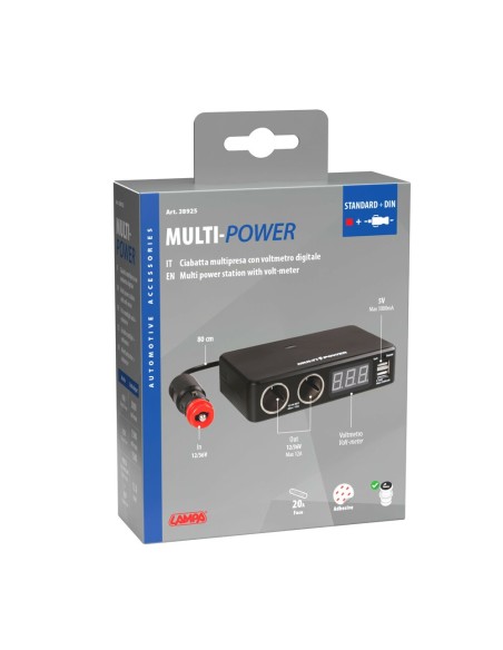 Multi Power 2 prese accendisigari 2 USB e voltmetro 12 24 36V