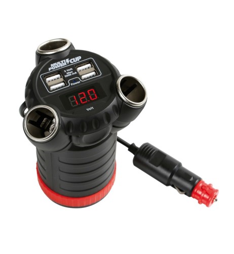 Multi Power Cup 3 prese accendisigari 4 USB e voltmetro 12 24 36V