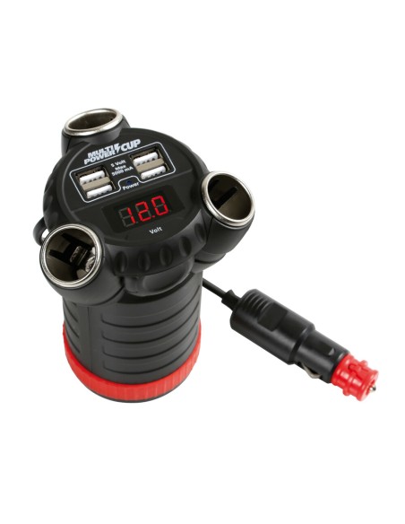 Multi Power Cup 3 prese accendisigari 4 USB e voltmetro 12 24 36V