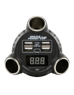 Multi Power Cup 3 prese accendisigari 4 USB e voltmetro 12 24 36V 2