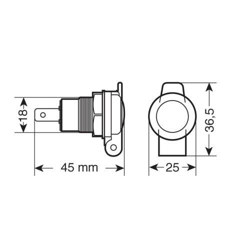 Presa accendisigari DIN da incasso in Alluminio 12 24V max 16A