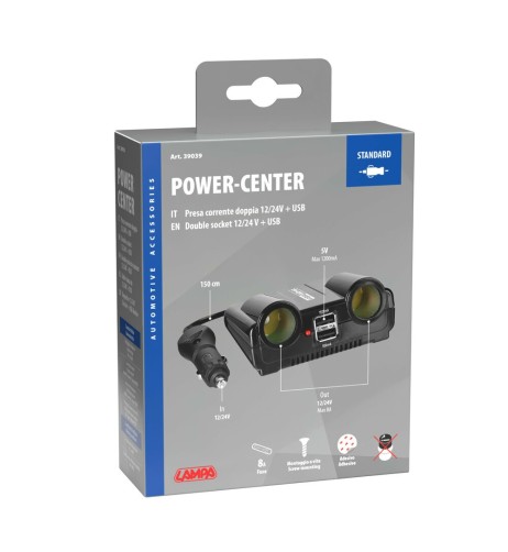 Presa accendisigari doppia con USB 12 24V con interruttore