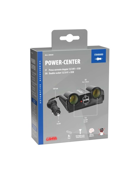 Presa accendisigari doppia con USB 12 24V con interruttore
