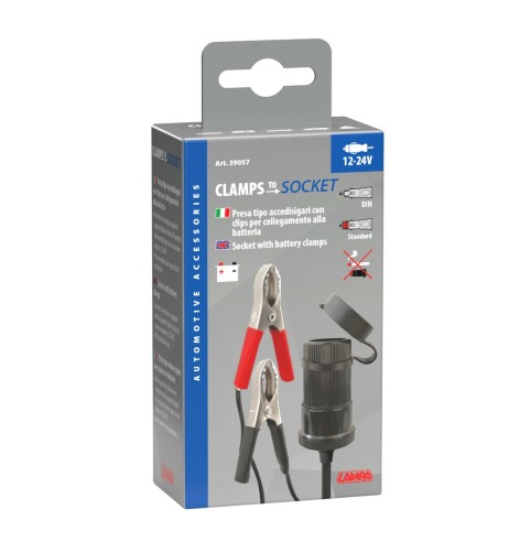 Presa accendisigari montaggio esterno con clips batteria 12 24V