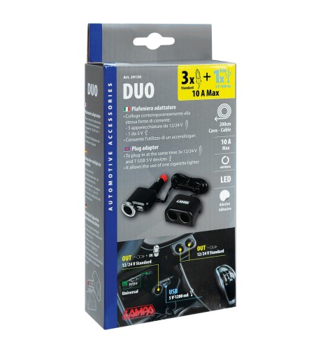 Presa accendisigari multipla regolabile 3 1 USB 12 24V