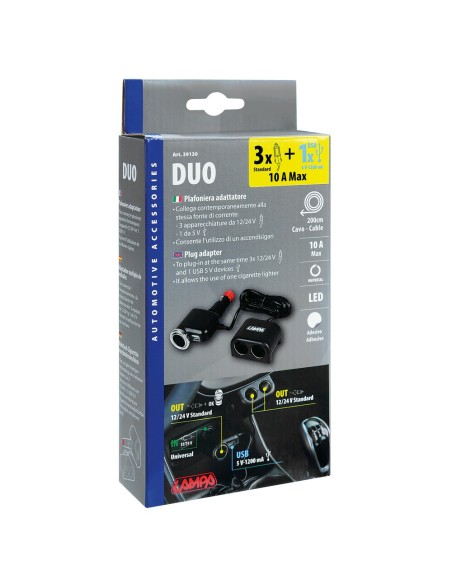 Presa accendisigari multipla regolabile 3 1 USB 12 24V