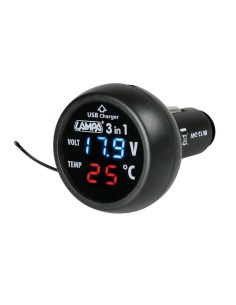 Spinotto Multifunzione 12 24V 3 in 1 Termometro Voltmetro Presa USB