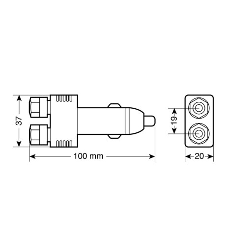 Spinotto per presa accendisigari con attacchi a morsetto 12 24V