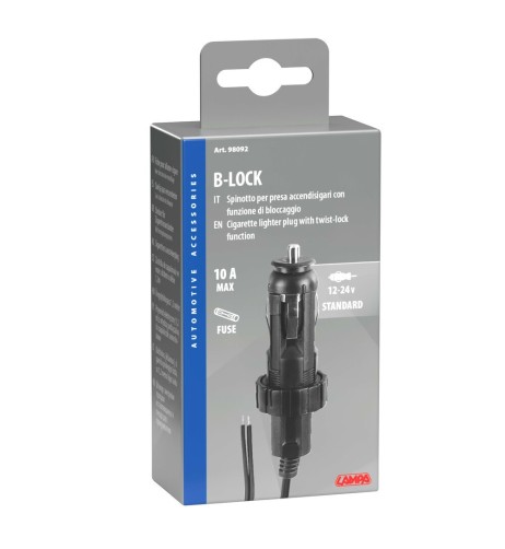 Spinotto universale B Lock per presa accendisigari 12 24V cavo 120cm Max 10