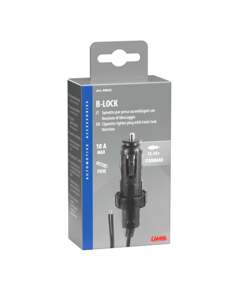 Spinotto universale B Lock per presa accendisigari 12 24V cavo 120cm Max 10