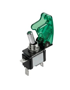 Interruttore a leva con sicura Spia VERDE auto 12V 20A