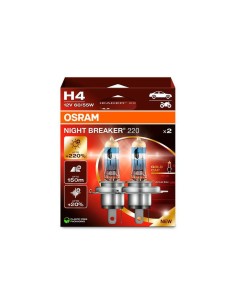 Coppia lampade alogene H4 12V 60 55W P43t Osram Night Breaker 220
