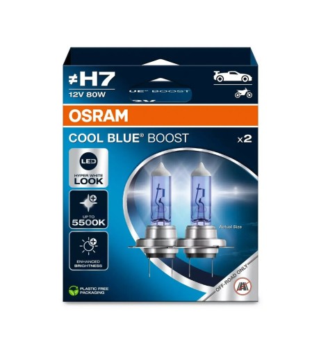 Coppia lampade alogene H7 12V 80W 5000K Osram Cool blue boost