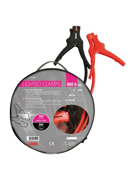 Cavi batteria con pinze isolate 12V 300cm 400A 12mmq