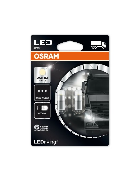 Coppia lampadine LED 24V BA9s T4W 1W 4000K Osram LEDriving